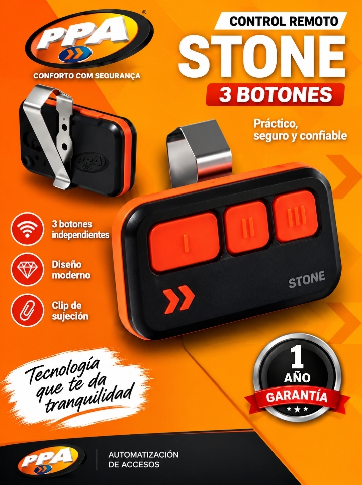 Control Remoto para portones PPA Stone de 3 Botones