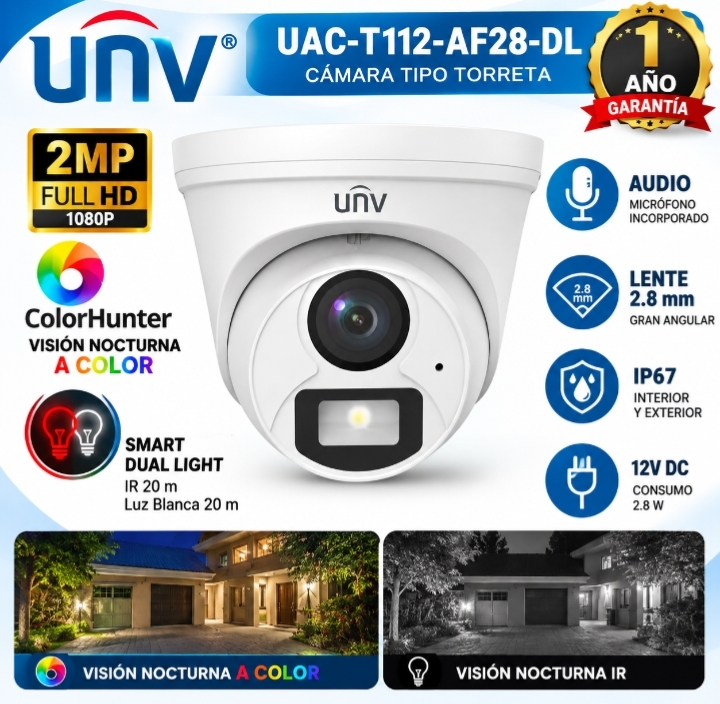 Cámara UNV ColorHunter 2MP – UAC-T112-AF28-DL