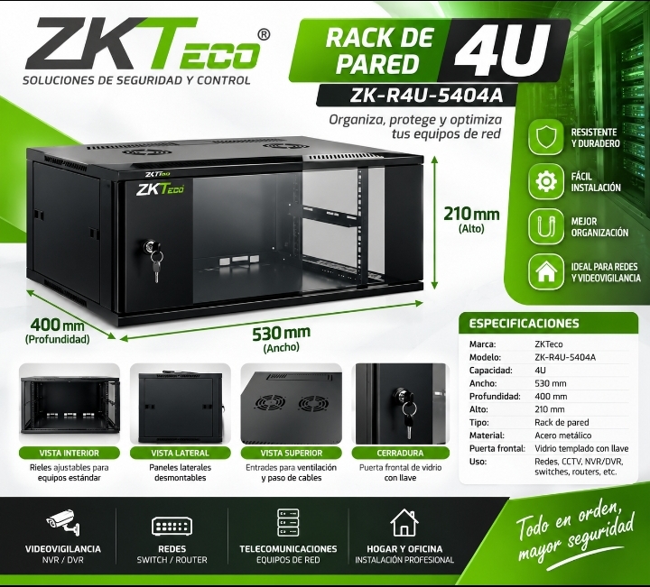 Rack de Pared ZKTeco 4U – ZK-R4U-5404A