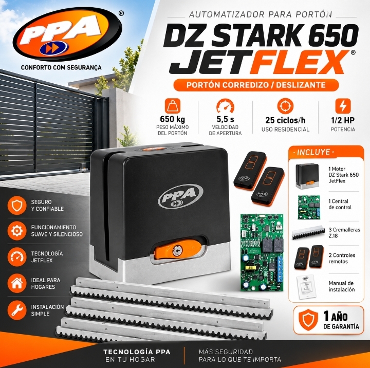 Motor PPA DZ Stark 650 JetFlex – Portón corredizo hasta 650 kg